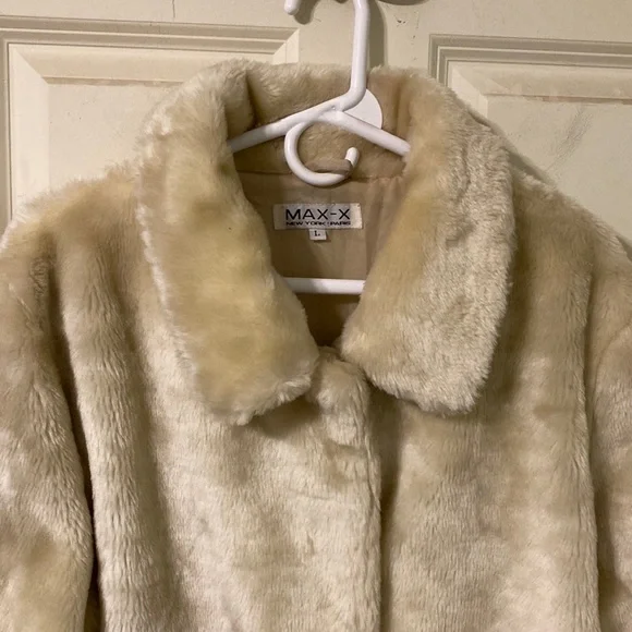 Super Soft Beige Blond Teddy Fur Coat Jacket XL - Picture 2 of 8